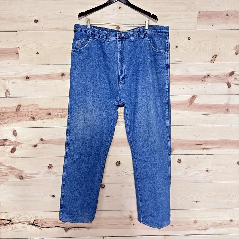 Wrangler Insulated Jeans Mens 44x32 Blue Denim Red Lined Work Pants